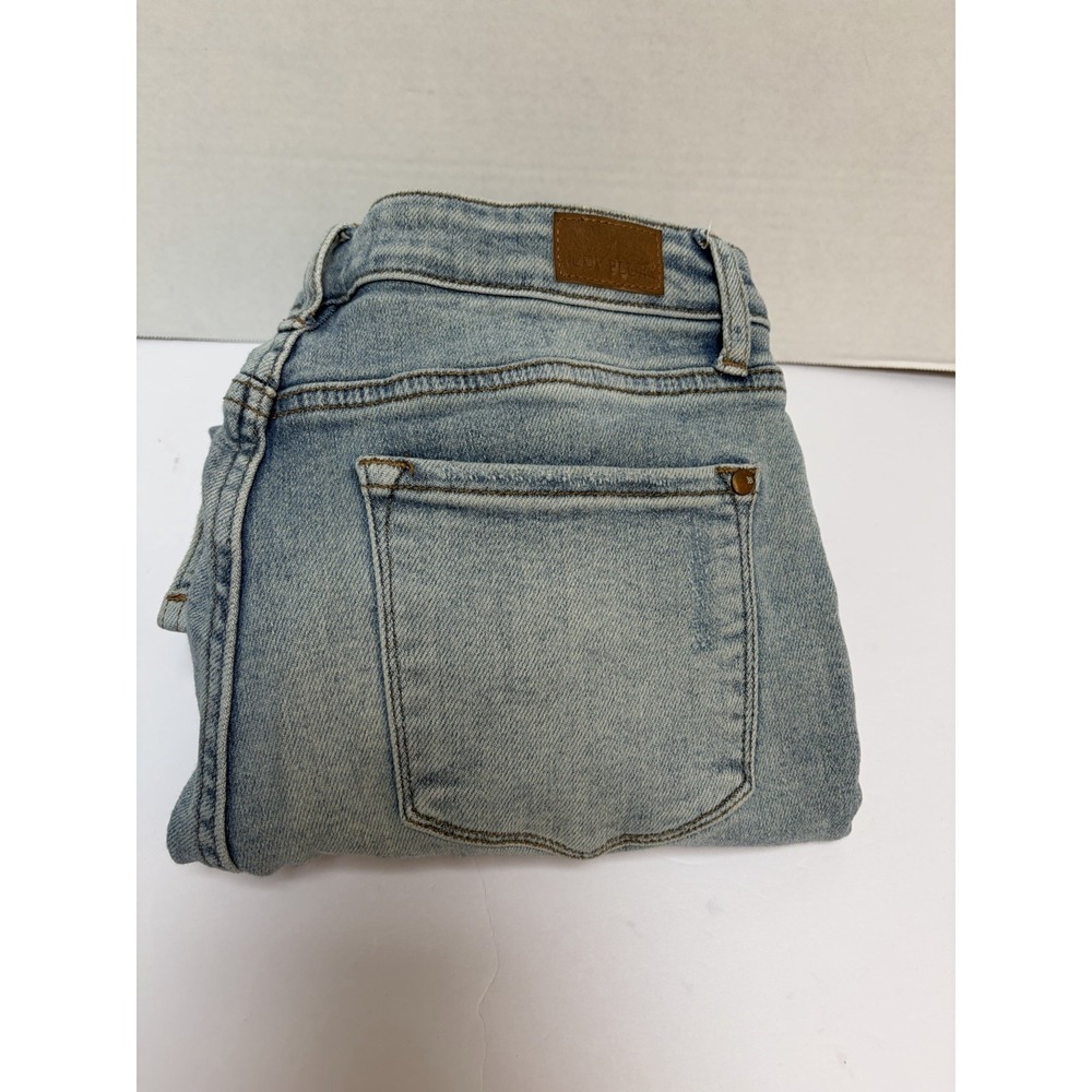 Judy Blue Hi-Rise Light Distressed Straight Leg Split Hem Jeans Size 7/28 #88511